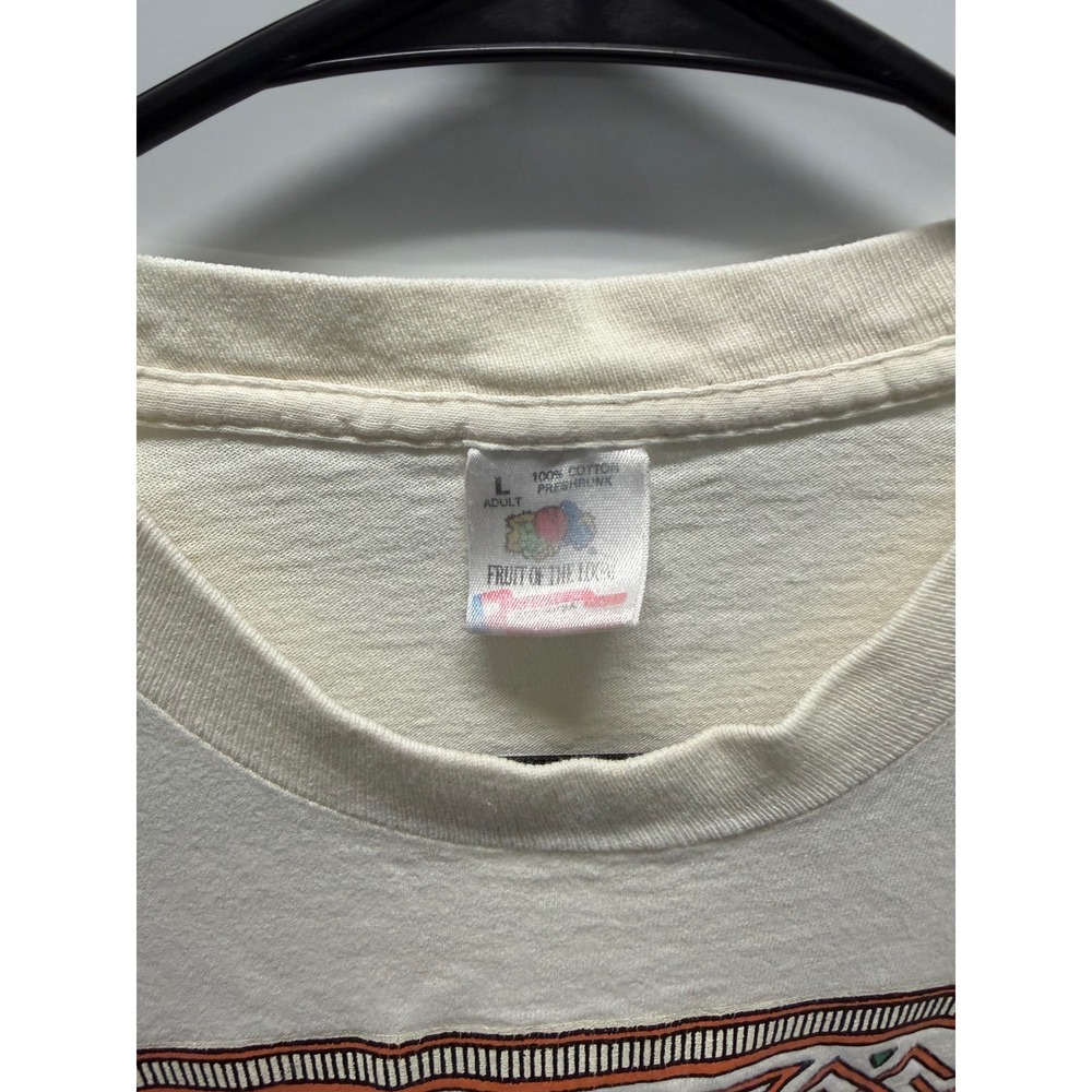 90s Vintage Fruit of the Loom Just Exhale T-Shirt Women Large Cream Graphic Good - Picture 3 of 5